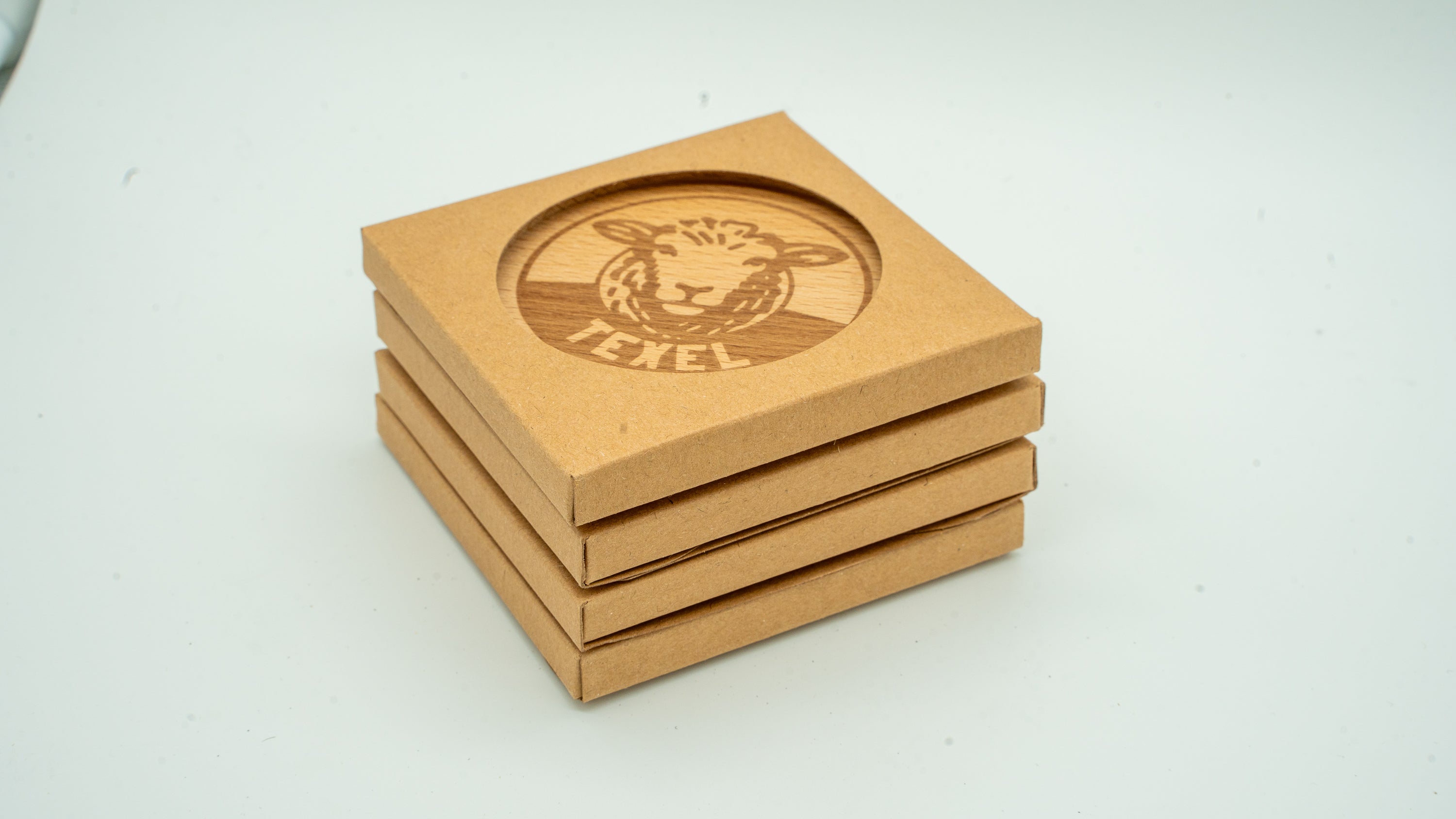 Texel Onderzetters – Beuken (4 stuks in luxe doosje)