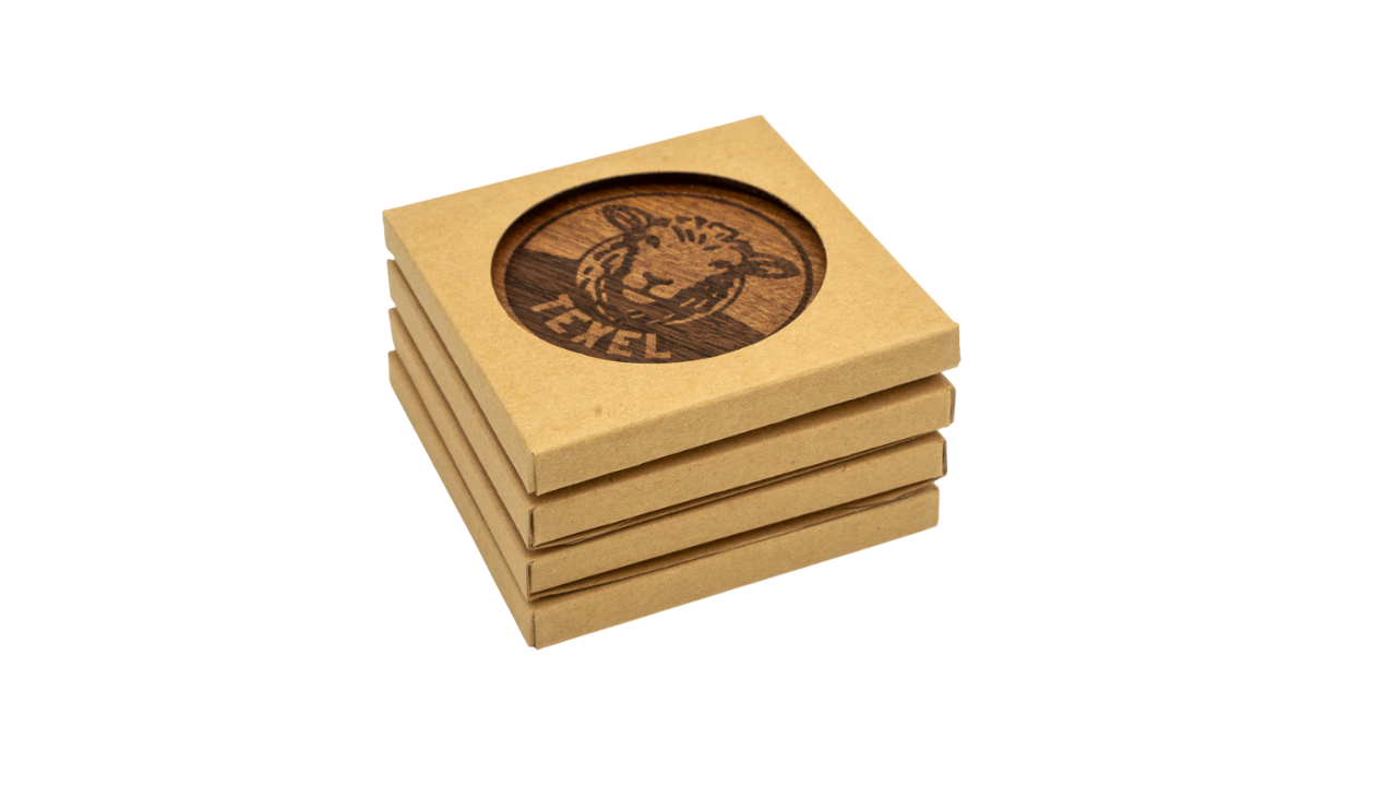 Texel Onderzetters – Ebenhout kleur (4 stuks in luxe doosje)