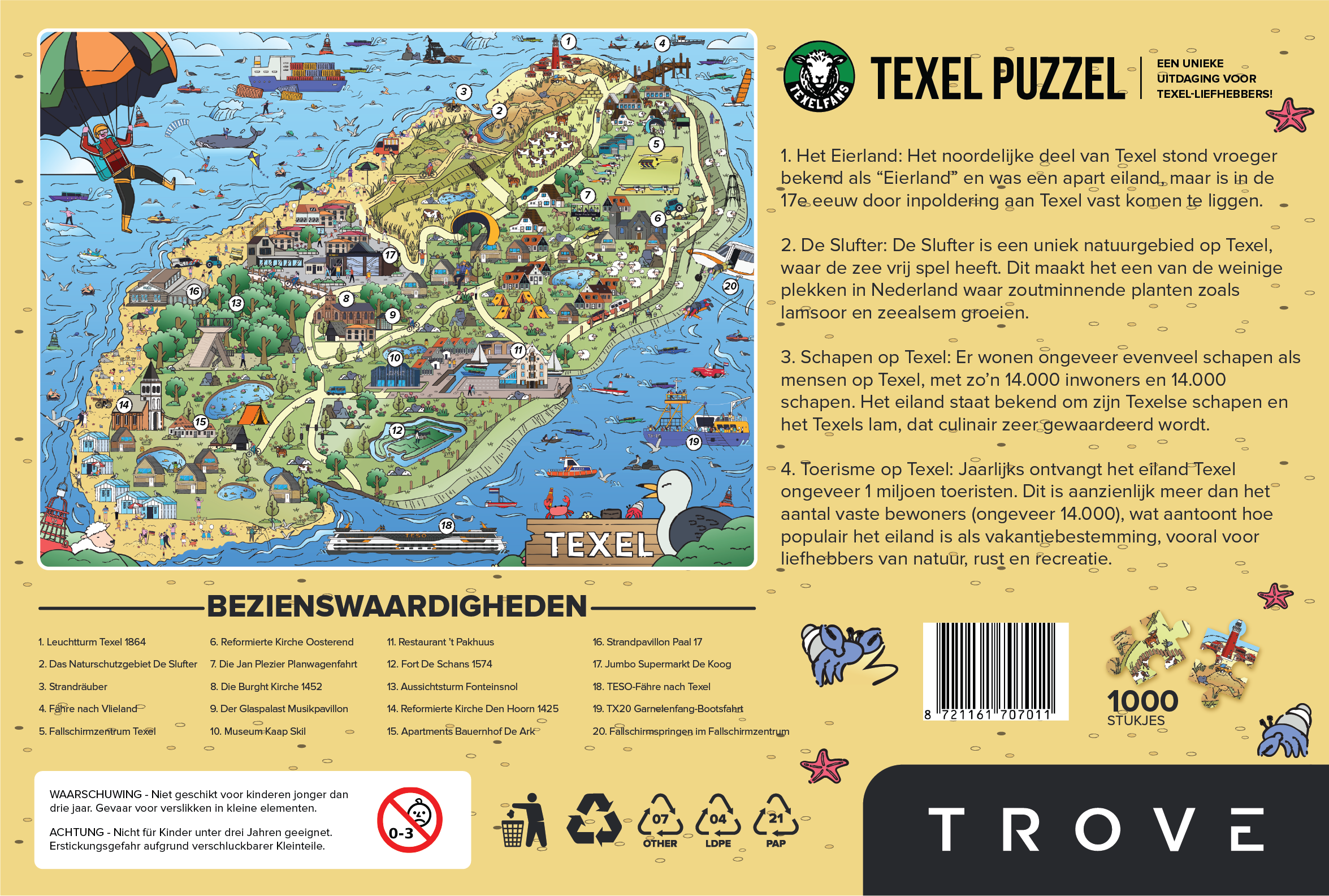 Texel legpuzzel 2025 editie geel 1000 stukjes achterkant 2
